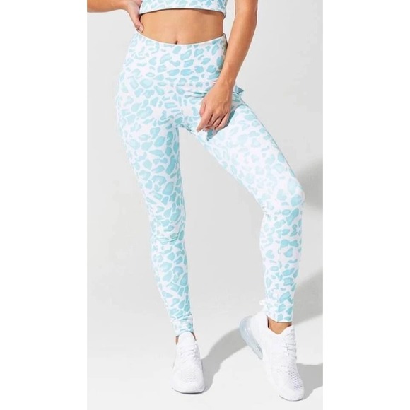 Beach Bunny Pants - Beach Bunny Aqua Leopard Print Leggings